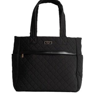 Saint + Sofia Marina Quilted Shopper Bag Black Travel Bag Internal Bag Straps